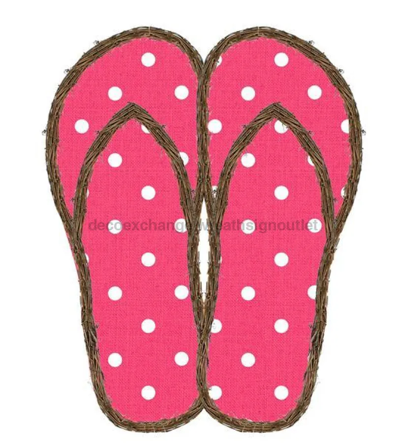 22"Hx17.25"L Vine Polka Dot Flip Flops Hot Pink/White/Natural KG311611