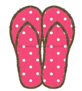 22"Hx17.25"L Vine Polka Dot Flip Flops Hot Pink/White/Natural KG311611