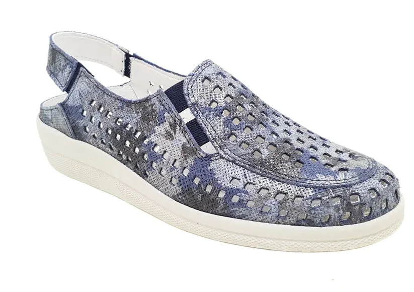 ACO ARTY Cream Blue Floral Colour Comfort Flats