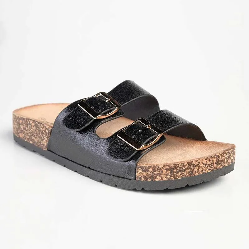 Alessio Comfort slide Fashion Sandals - Distressed Black