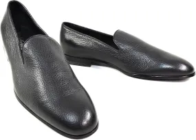 Baldinini Men's Black Deer Leather Loafers, Comfort Slip-On Dress Shoes, Italian Made