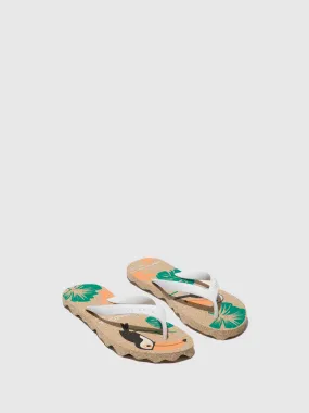 Beach Flip-Flops AMAZONIA Natural & white strap