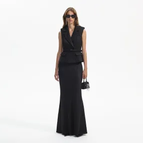 Black Boucle Maxi Dress
