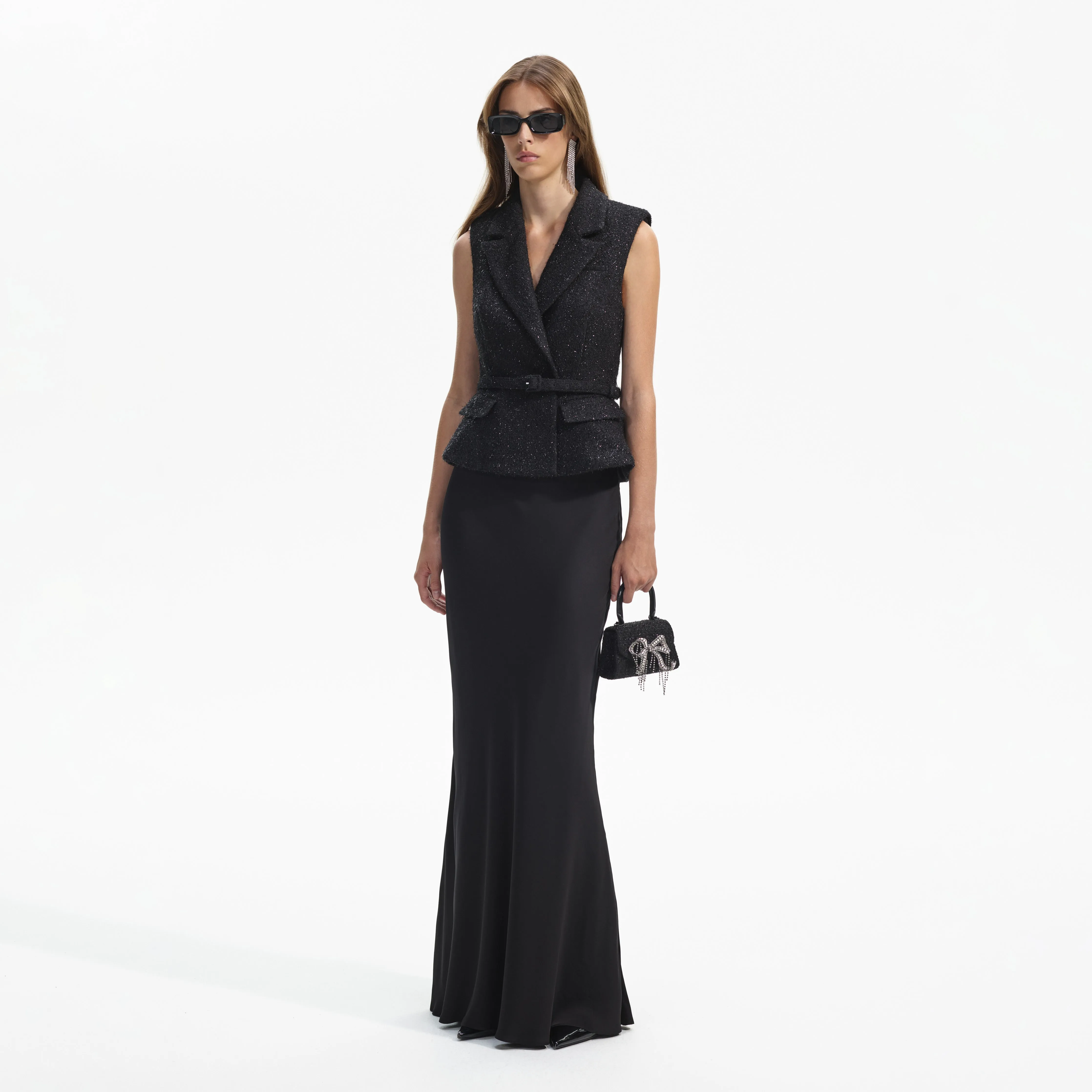Black Boucle Maxi Dress