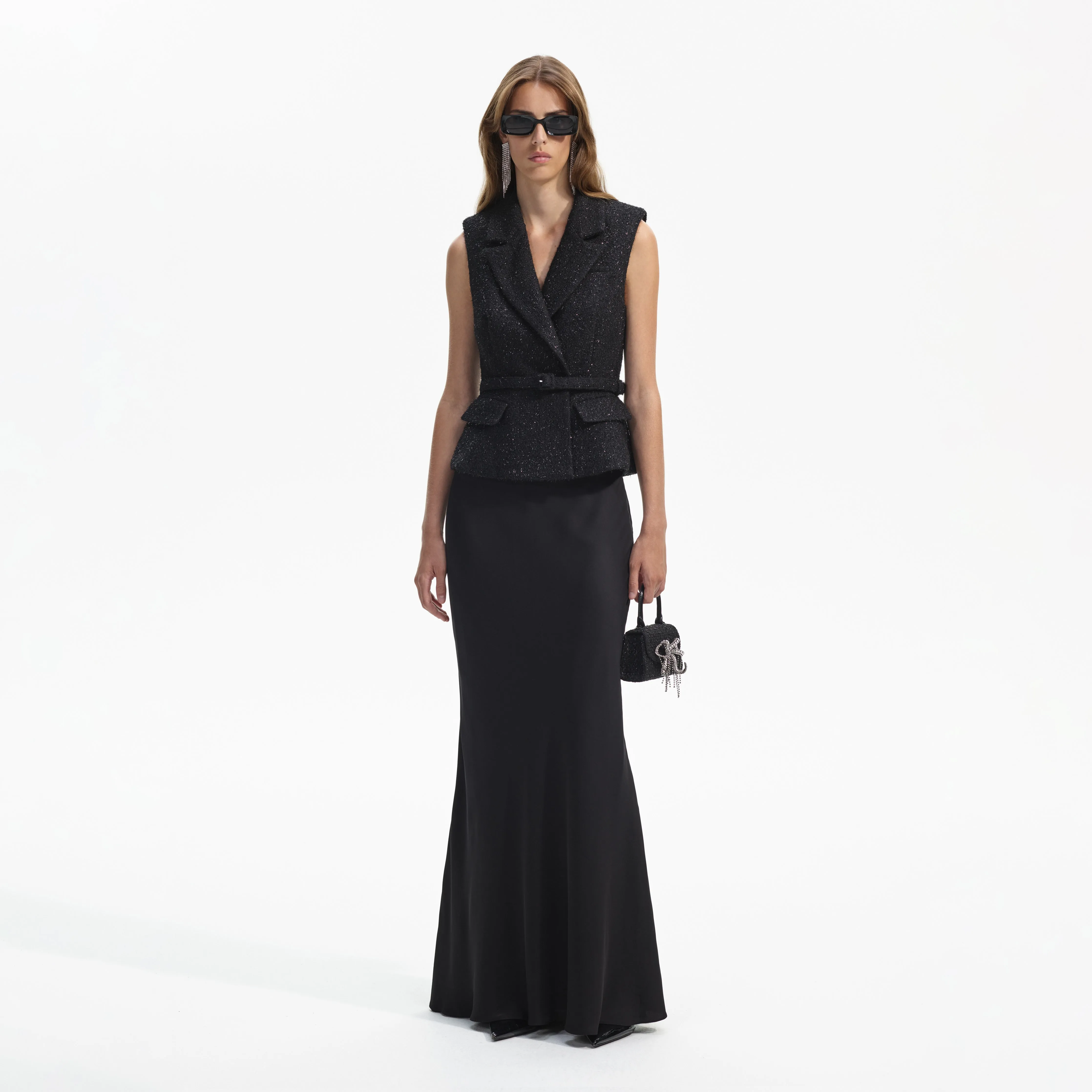 Black Boucle Maxi Dress