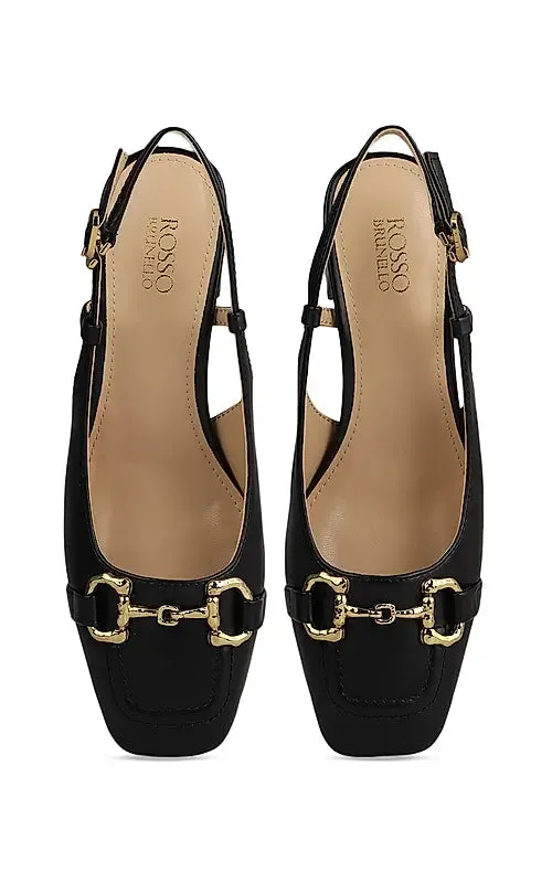 Black Embellished Block Heels