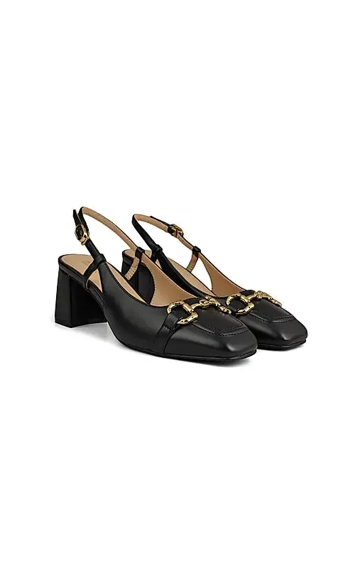 Black Embellished Block Heels