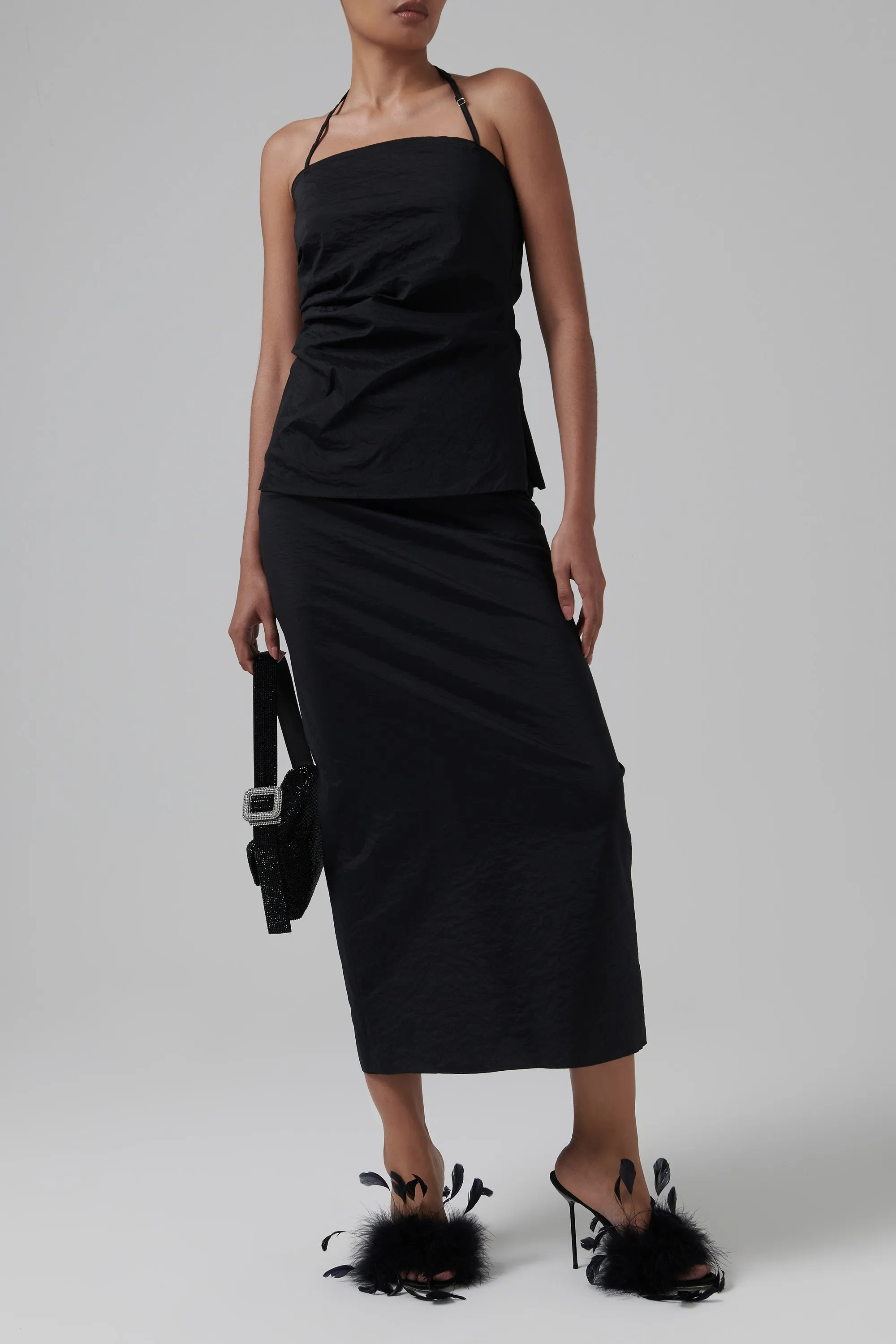 Black Lidia 105 Feather Mule