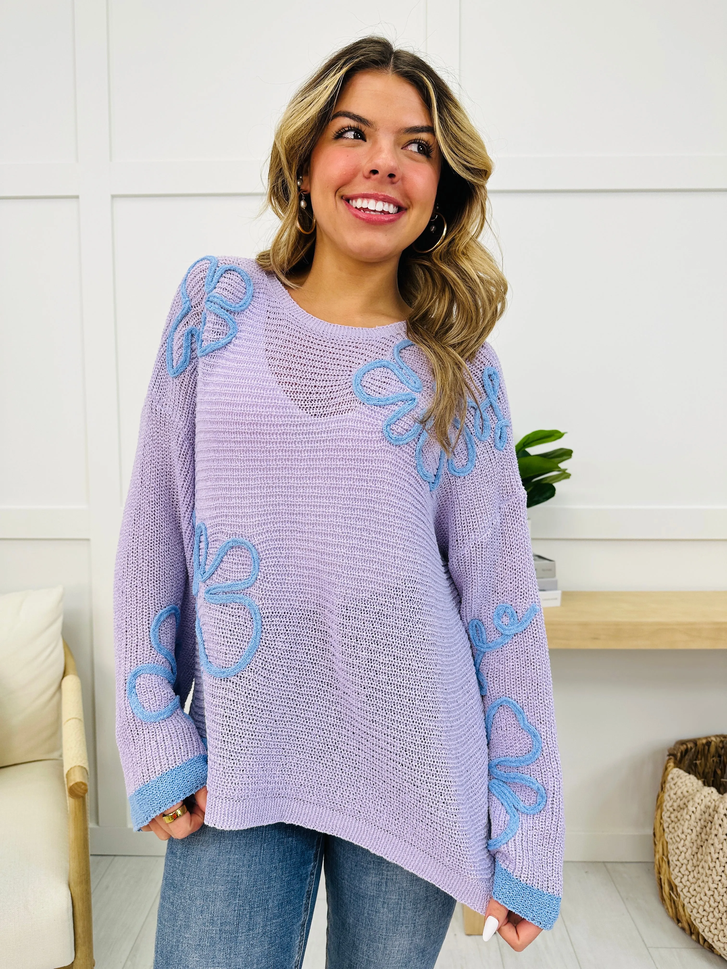 Bloom and Beyond Sweater In Dusty Lilac