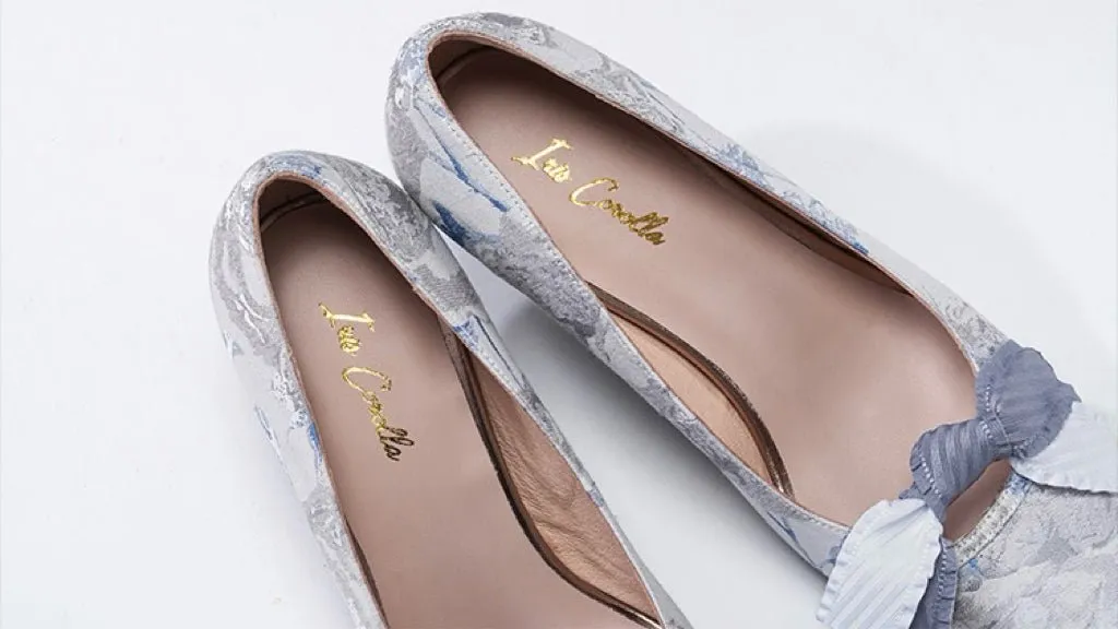 Blue Grey Regency Heels and Lolita Mules - Lolita Shoes with Bow