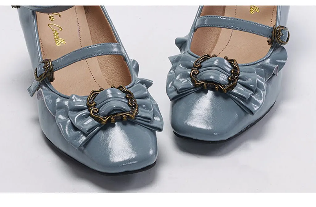 Blue Regency Heels and Lolita Mules with Bow - Lolita Shoes