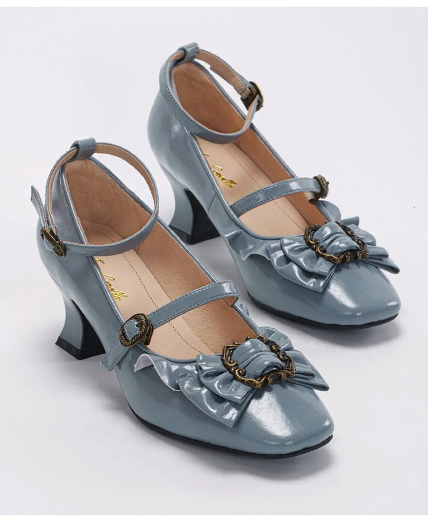 Blue Regency Heels and Lolita Mules with Bow - Lolita Shoes