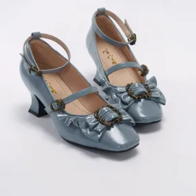 Blue Regency Heels and Lolita Mules with Bow - Lolita Shoes