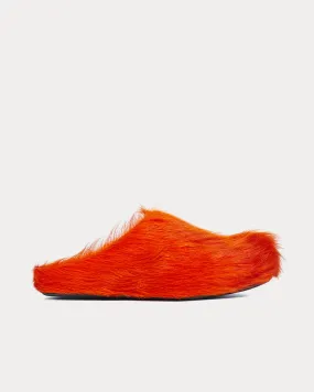 Calf Hair Orange Mules Slip Ons