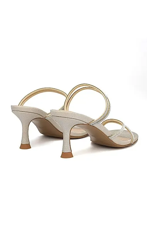 Champagne Studded Strappy Heels