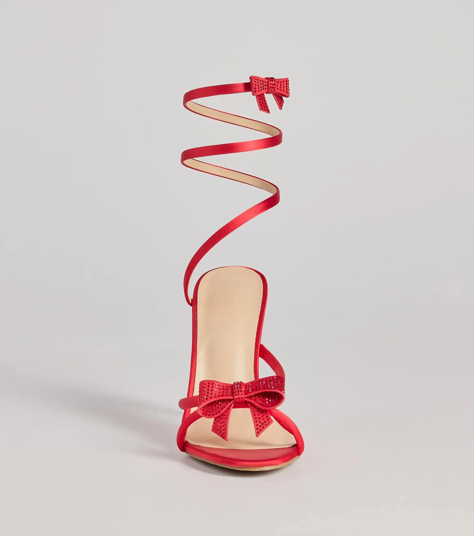 Chic Charm Bow Spiral Stiletto Heels