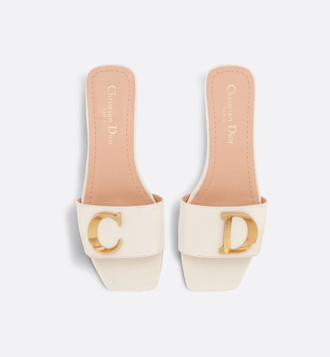 CHRISTIAN DIOR METAL LOGO CD SLIDES - WHITE