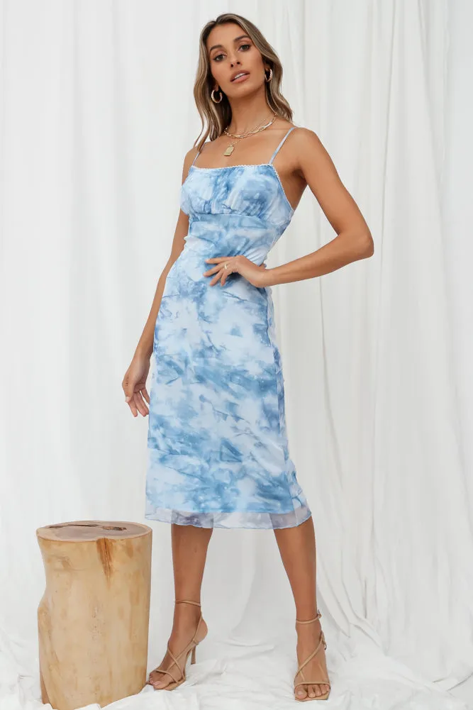 Cloud Sea Midi Dress Blue