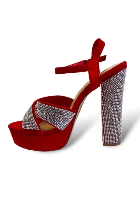 Crossed Rhinestone Platform Heels