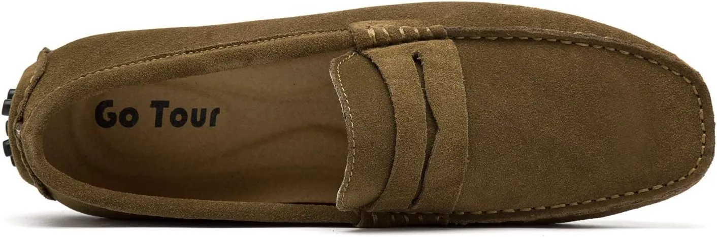 Go Tour Men's Penny Loafers Moccasin Driving Shoes Slip On Flats Boat Shoes