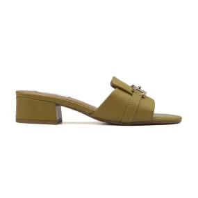 Green Block Heels With Buckle