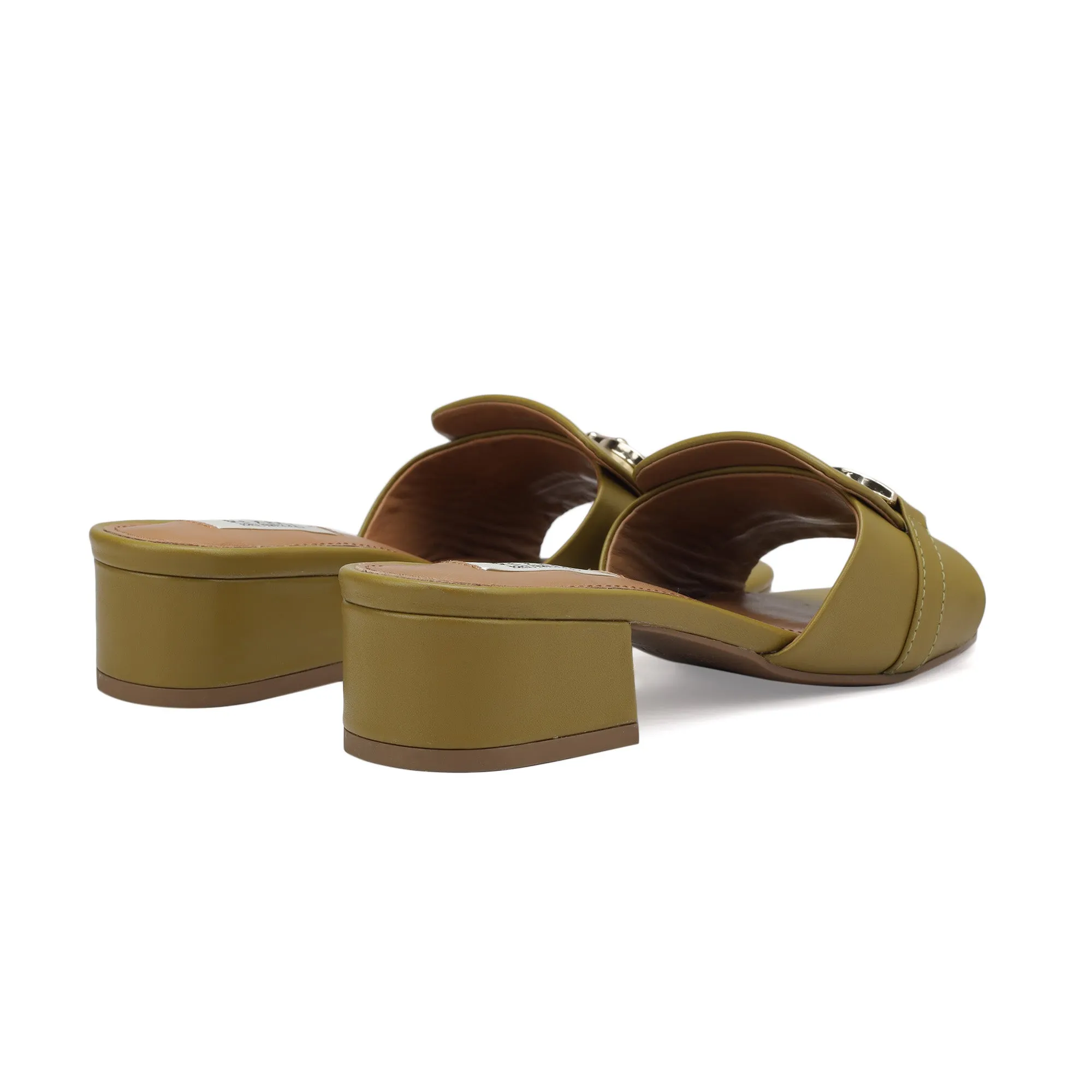 Green Block Heels With Buckle