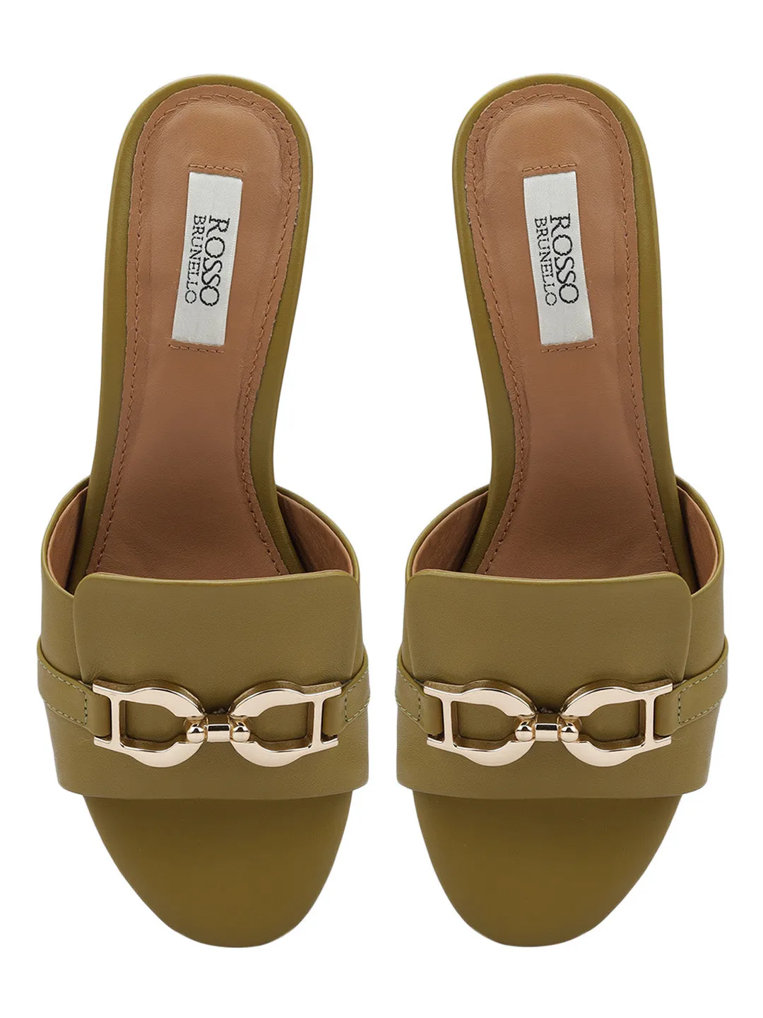 Green Block Heels With Buckle
