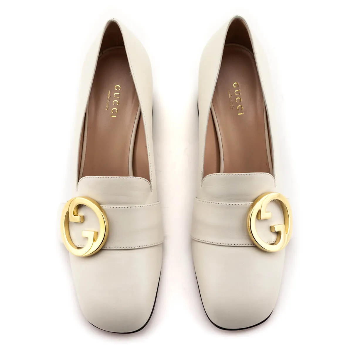 Gucci Mystic White Blondie GG Mid-Heel Pumps Size US 8 | EU 38