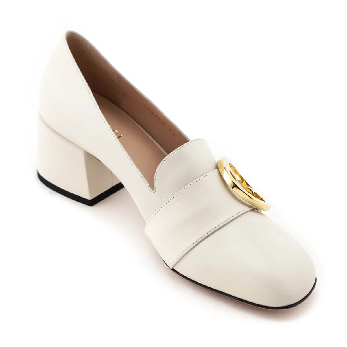 Gucci Mystic White Blondie GG Mid-Heel Pumps Size US 8 | EU 38