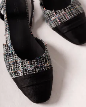 Jackie-O Slingback flats in Black Plaid