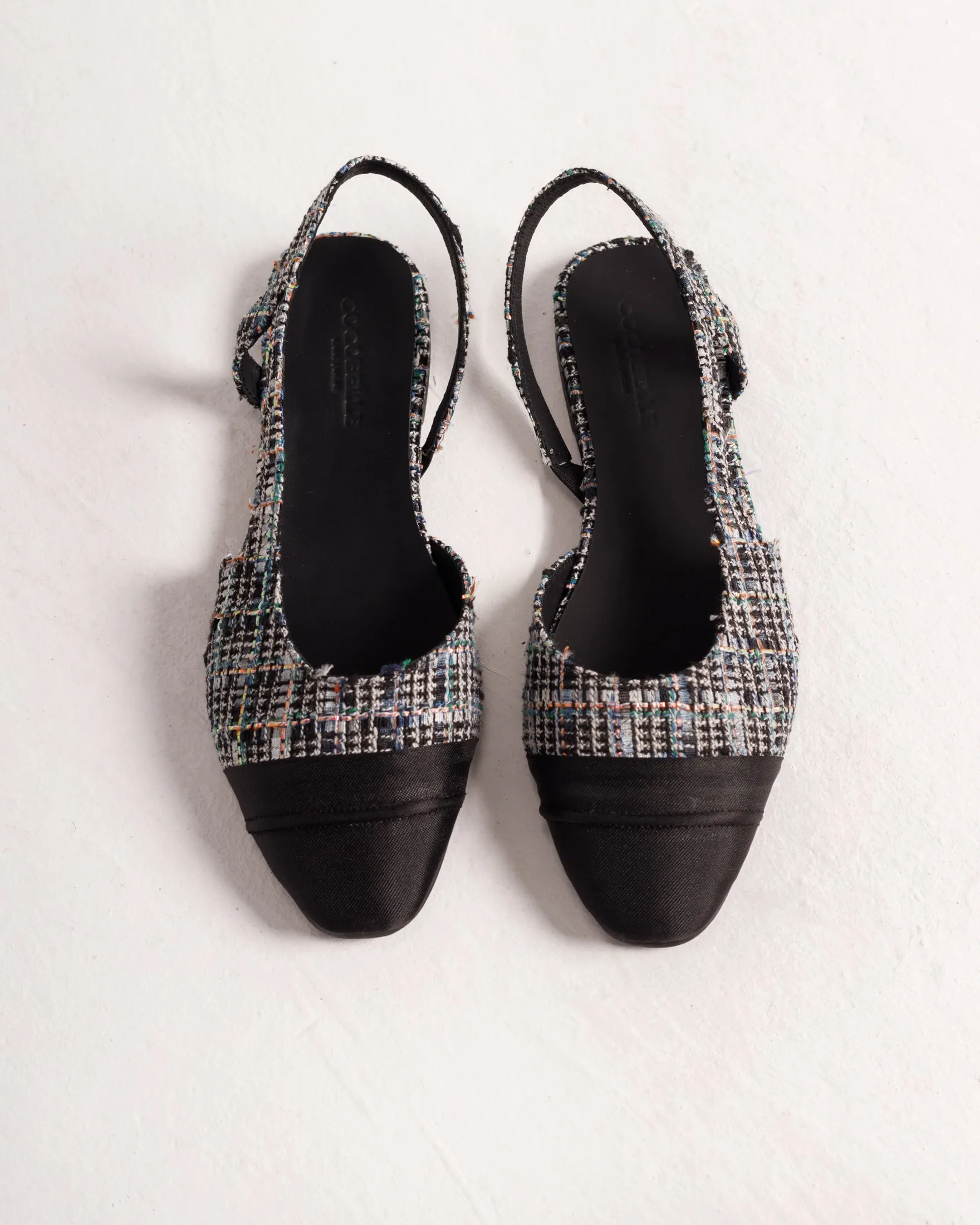 Jackie-O Slingback flats in Black Plaid