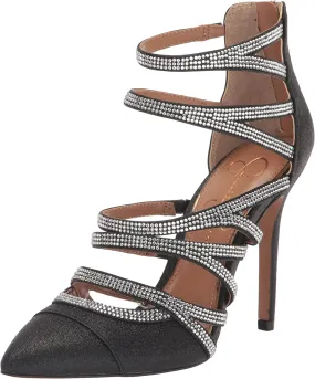 Jessica Simpson Parminda 2 Black Pointed Toe Stiletto Heel Strappy Fashion Pumps