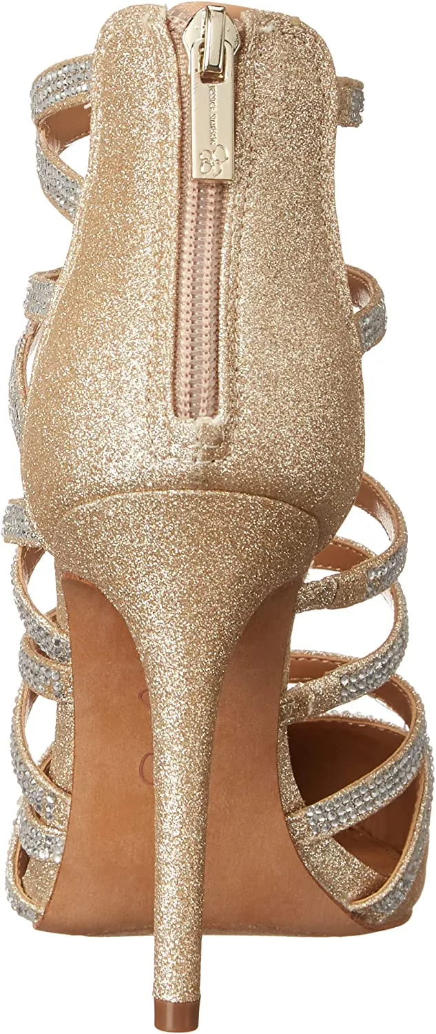 Jessica Simpson Parminda 2 Champagne Pointed Toe Stiletto Heel Strappy Pumps