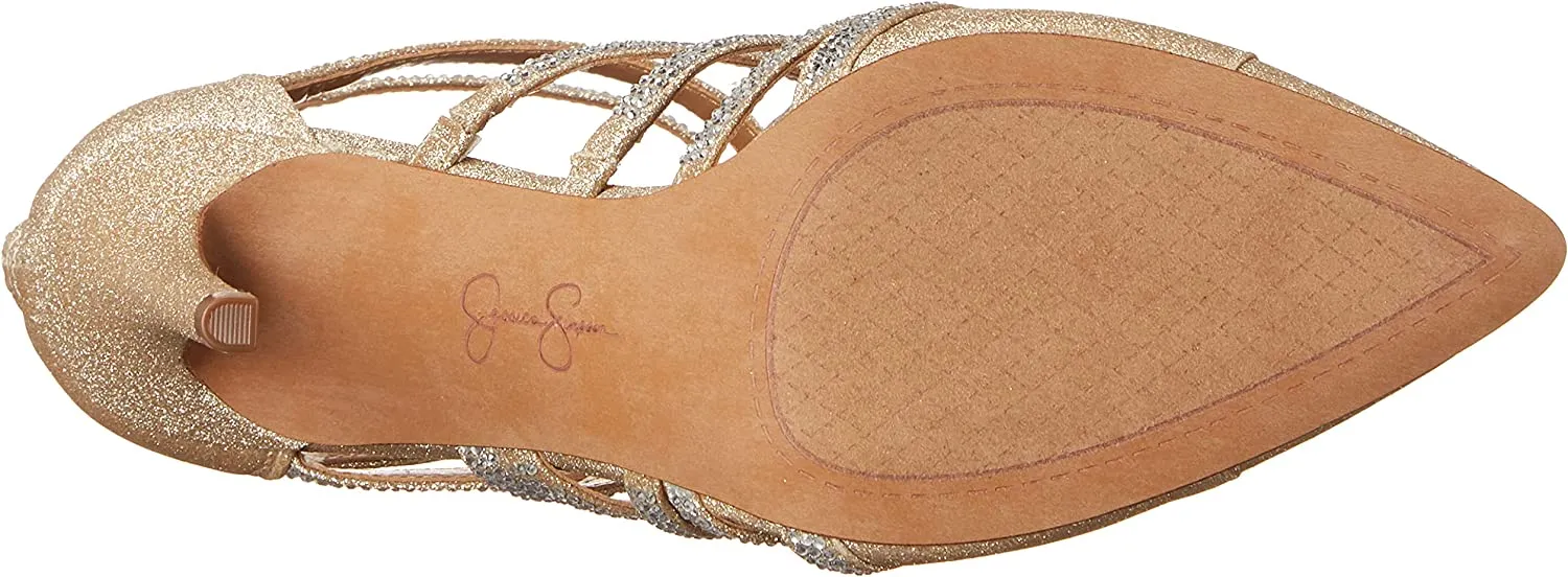 Jessica Simpson Parminda 2 Champagne Pointed Toe Stiletto Heel Strappy Pumps