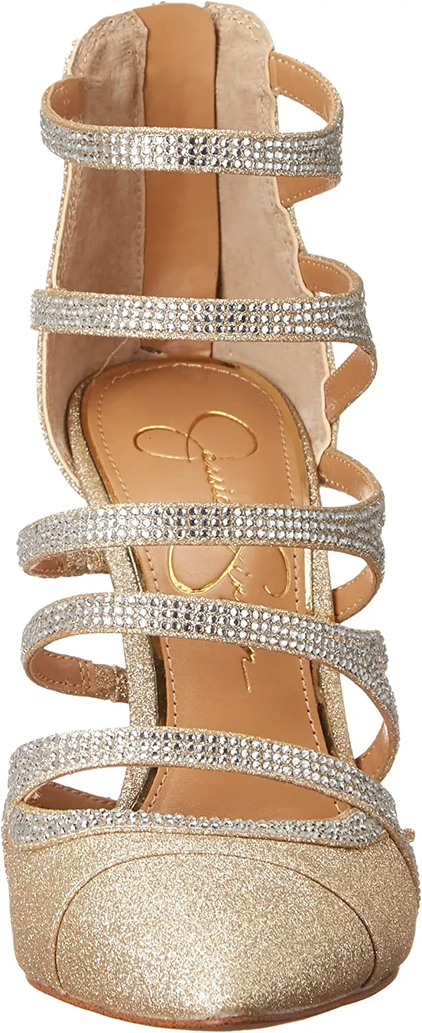 Jessica Simpson Parminda 2 Champagne Pointed Toe Stiletto Heel Strappy Pumps