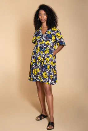 Lilium Short Tiered Dress in Ditsy Floral Print