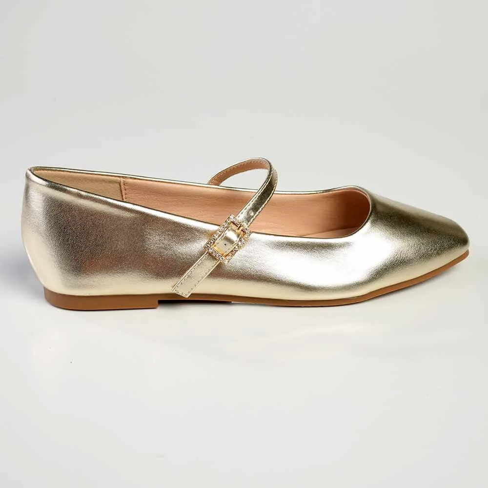 Madison Jackilee Pump With Buckle Strap - Gold