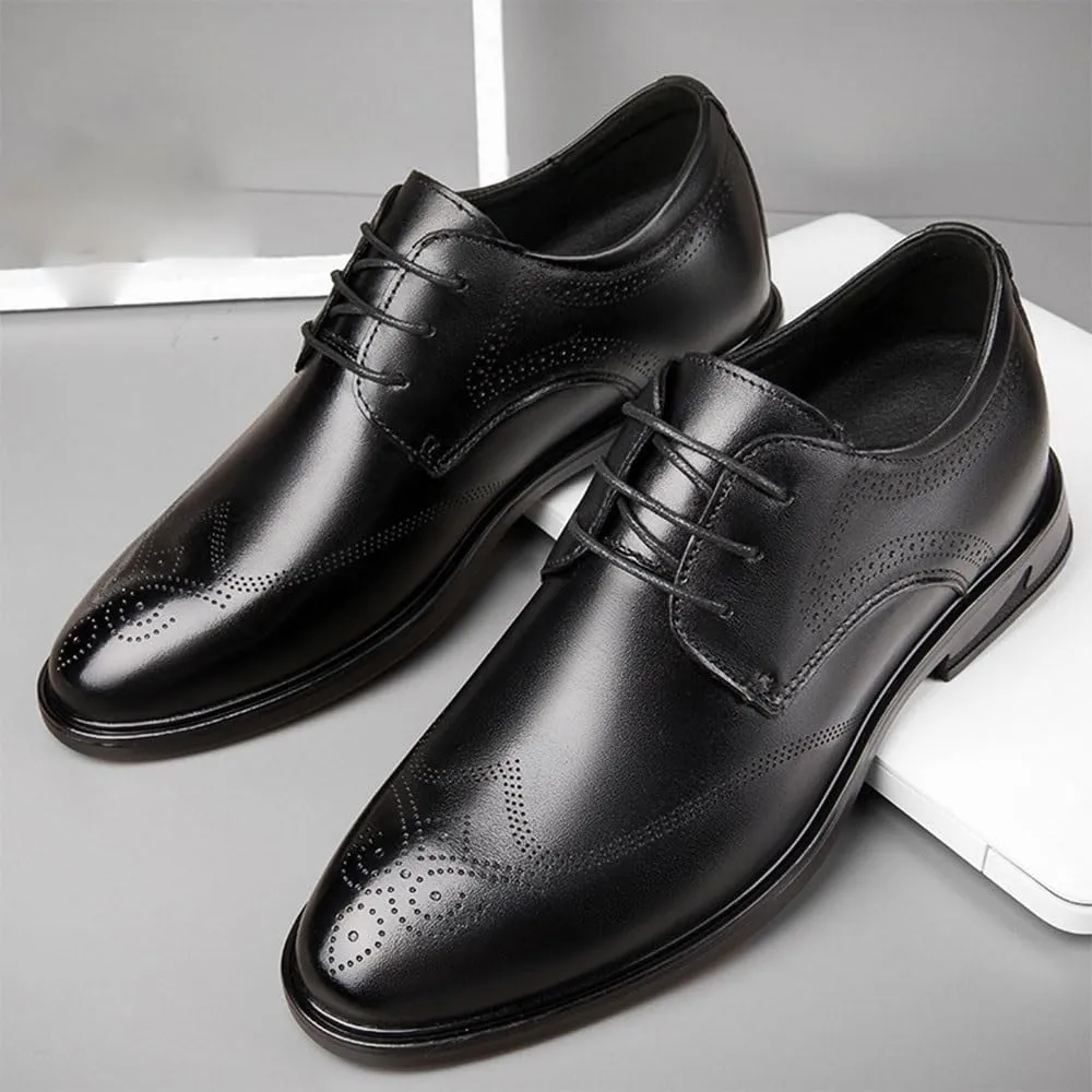 Men's 8cm Invisible Height Increasing Elevator Shoes Genuine Leather Men's Dress Shoes Black Formal Social Shoe Male Business Wedding for Men Luxury Italian Oxford Loafers