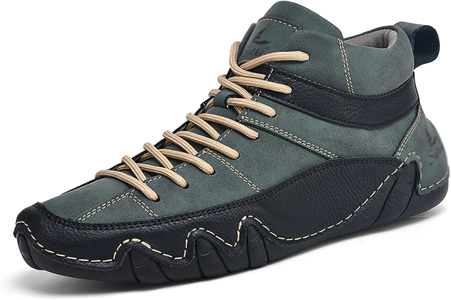 Men's Handmade Lace Up High Top Chukka Boots,Casual Slip-on Lightweight Dress Sneakers All Season Non-Slip Waterproof Driving Ankle Boots