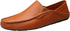 Men's Premium Genuine Leather Casual Slip on Loafers Breathable Driving Shoes Fashion Slipper