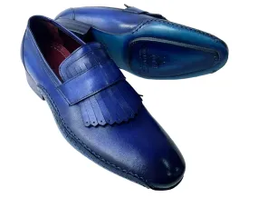 Mens Royal Blue Hand-welted Italian Calf Skin leather luxury Kiltie Loafers (10, Loafers, Blue)
