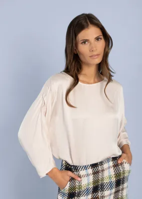 MORE AND MORE<BR>
Satin Blouse<BR>
Powder Cream<BR>