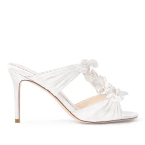 Nara - 3.5 Inch Bridal Mule Heels Double Strapped - Ivory