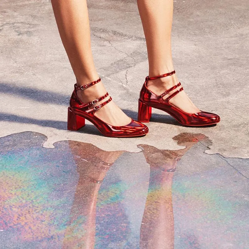 Patent Leather Pumps with Choker 60mm