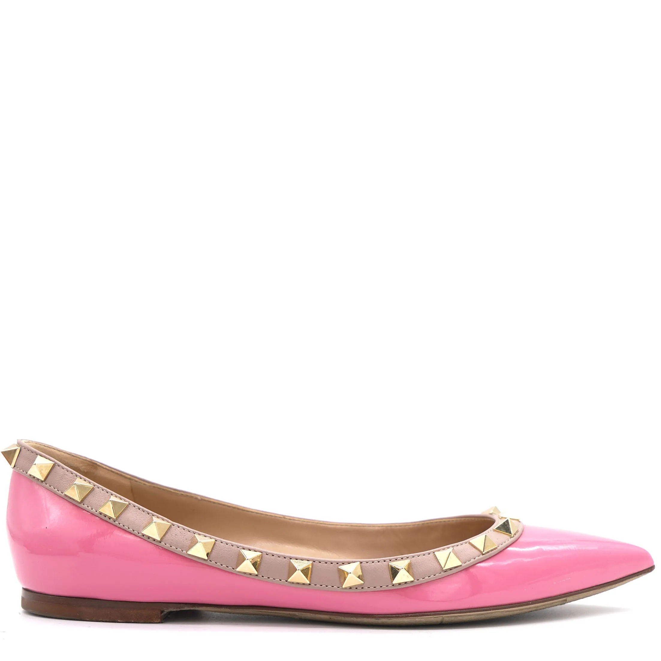 Pink Patent Leather Rockstud Ballet Flats 35