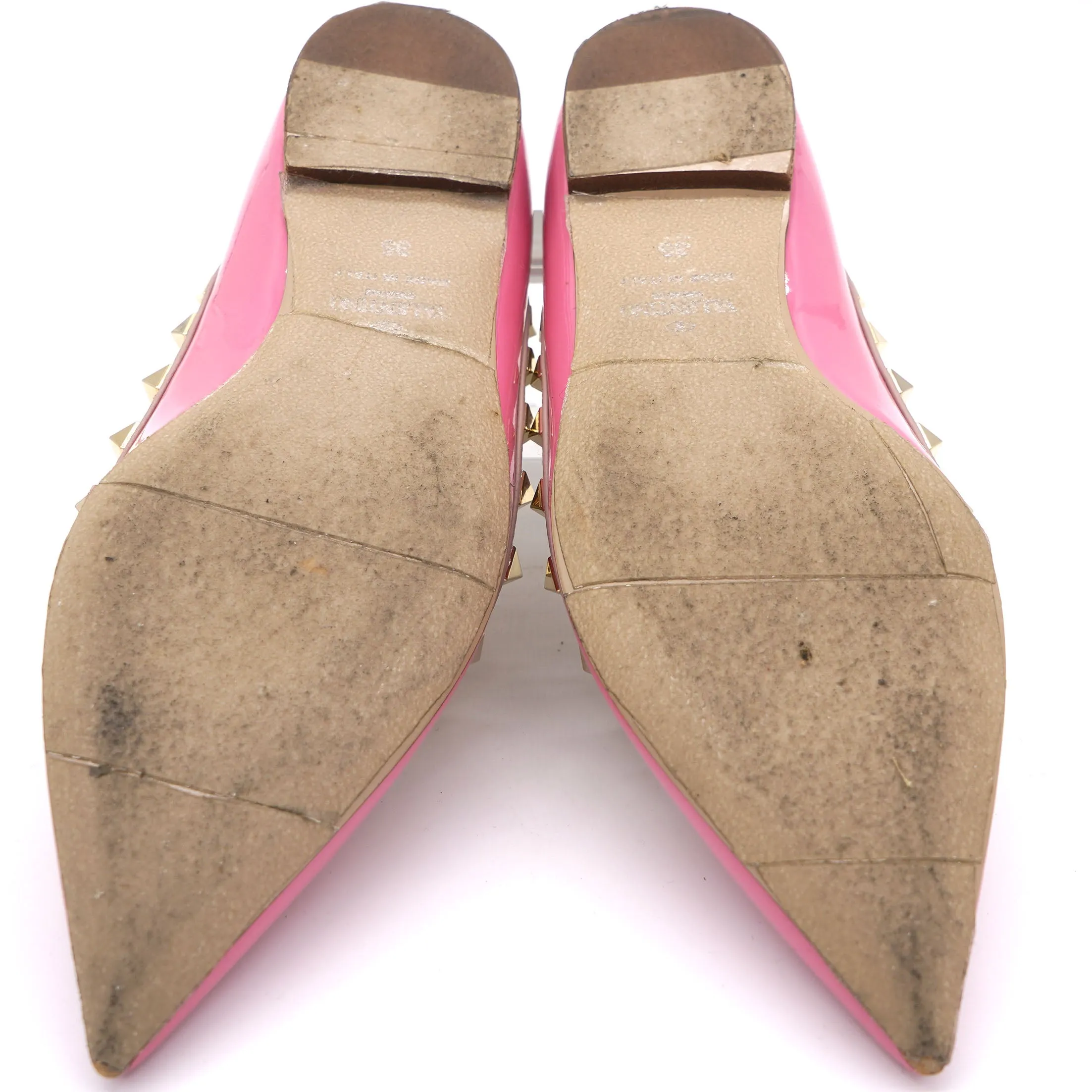 Pink Patent Leather Rockstud Ballet Flats 35