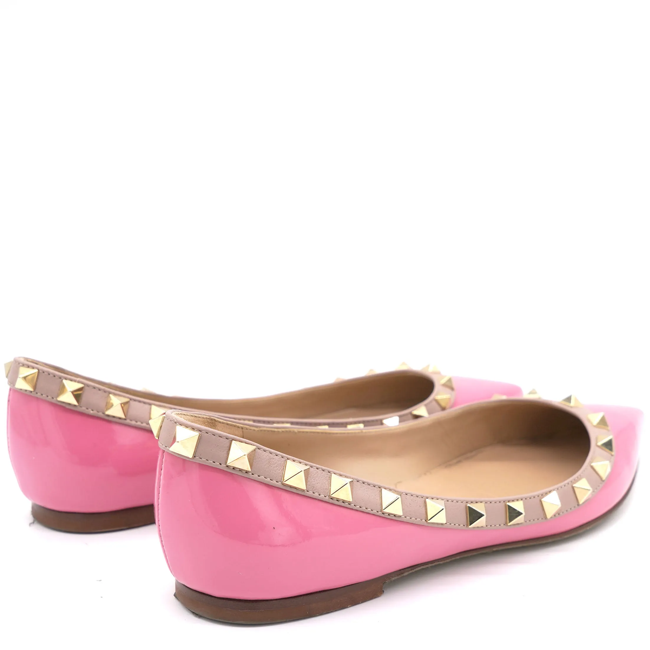 Pink Patent Leather Rockstud Ballet Flats 35