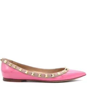 Pink Patent Leather Rockstud Ballet Flats 35