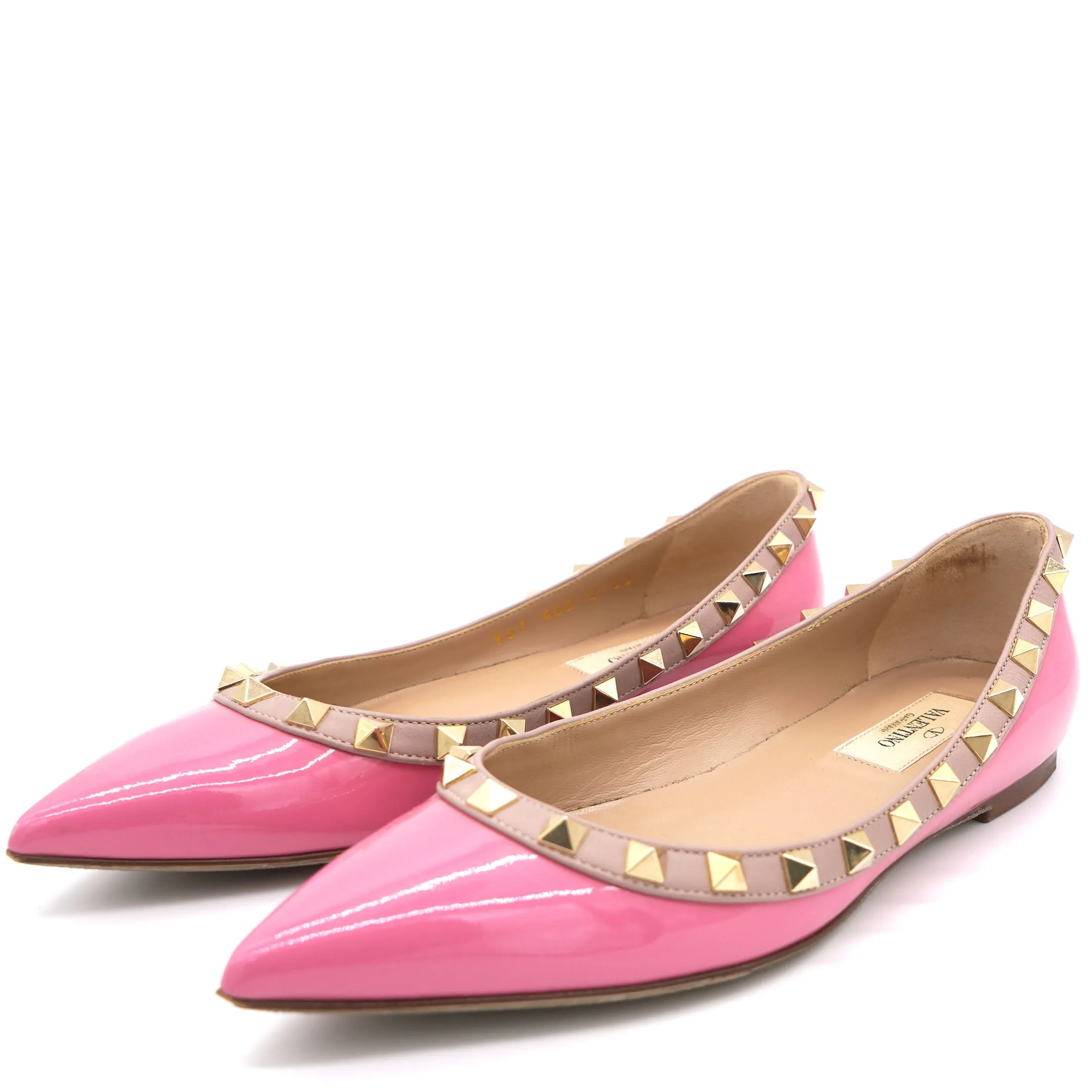 Pink Patent Leather Rockstud Ballet Flats 35