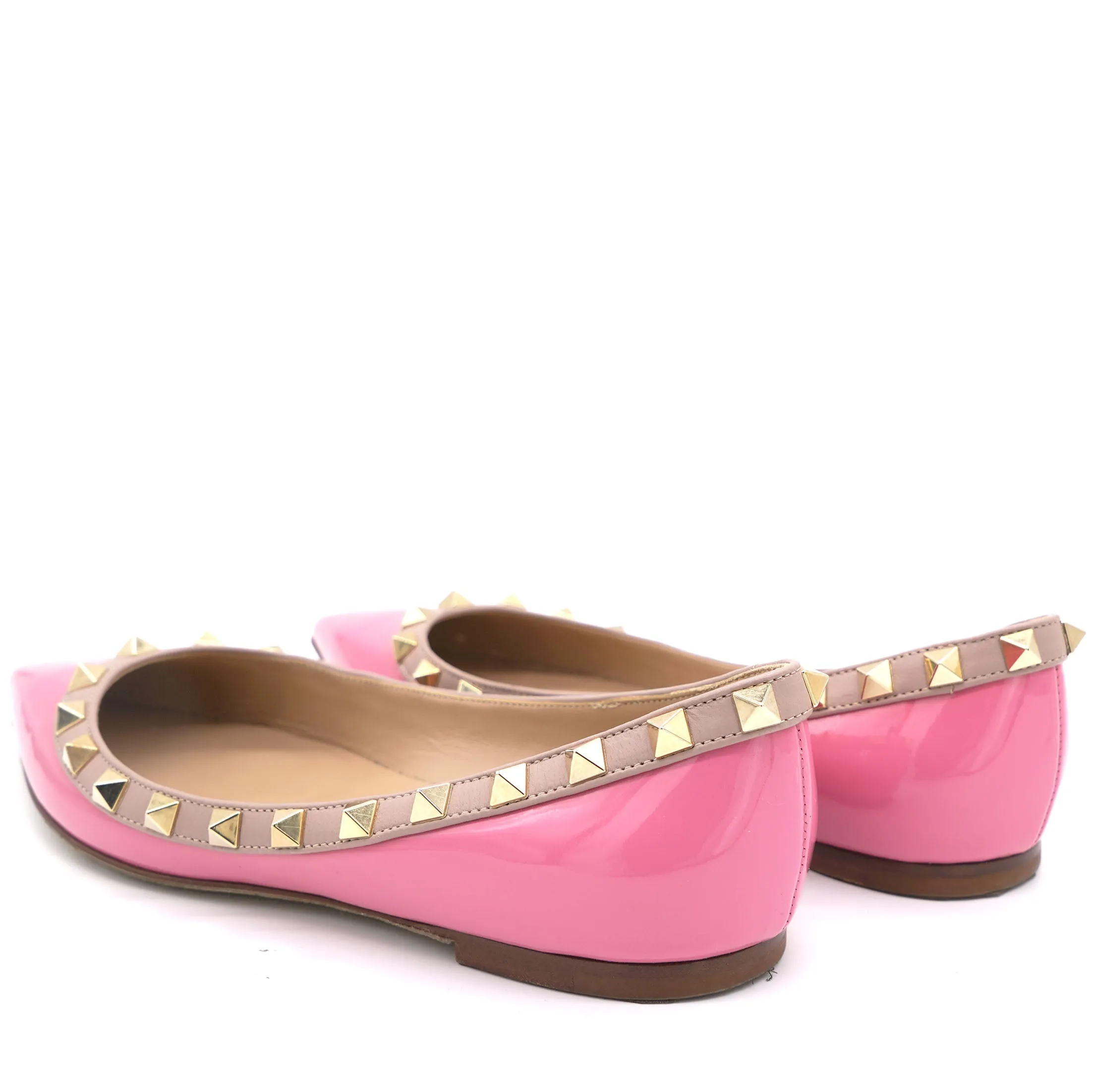 Pink Patent Leather Rockstud Ballet Flats 35